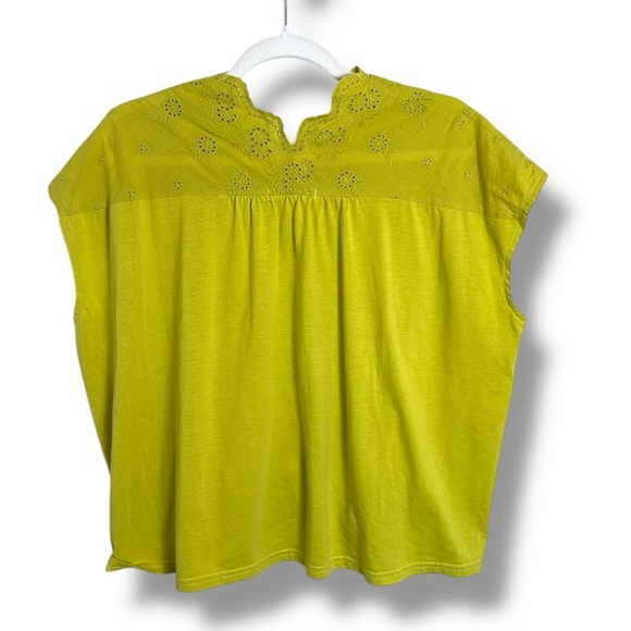 Samansa Mos2 Blue Lime Green Cotton Blouse M/L - Picture 5 of 5